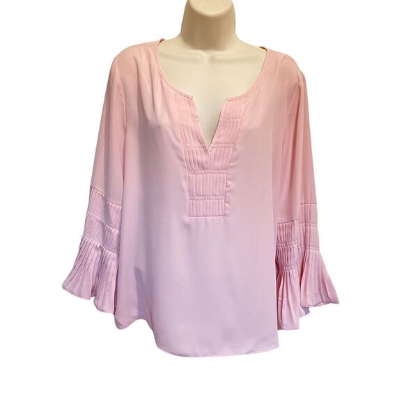 Romantic Feminine Pink Pintuck Blouse Sz L NWT - Picture 10 of 10